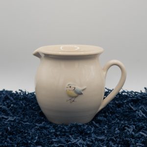 Blue Tit Bellied Jug - Cream (Jane Hogben Pottery)