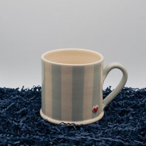 Heart Mug - Eau de nil Striped (Jane Hogben Pottery)