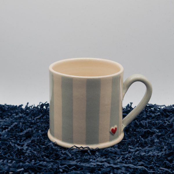 Heart Mug - Eau de nil Striped (Jane Hogben Pottery)