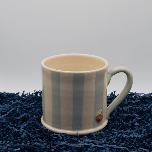 Strawberry Mug - Eau de nil Striped (Jane Hogben Pottery)