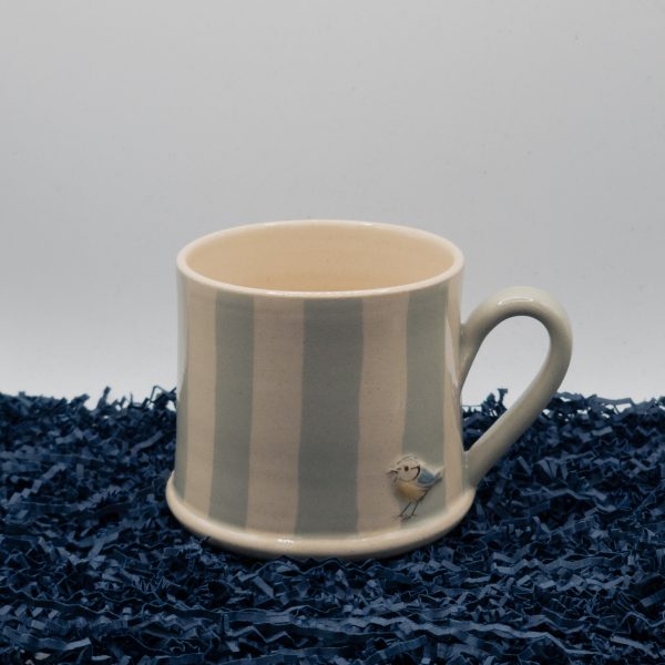 Blue Tit Mug- Eau de nil Striped (Jane Hogben Pottery)