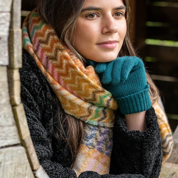 Multicolour POM Scarf - Aztec