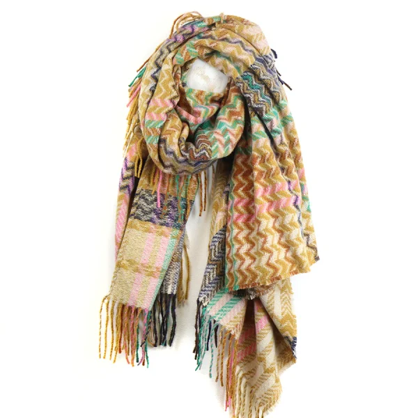 Multicolour POM Scarf- Aztec - Image 2
