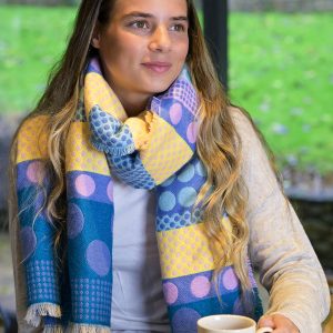 Blue POM Scarf - Reversible Blue Mix