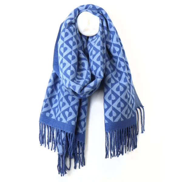 Blue POM Scarf - Retro Blue Tiled - Image 2