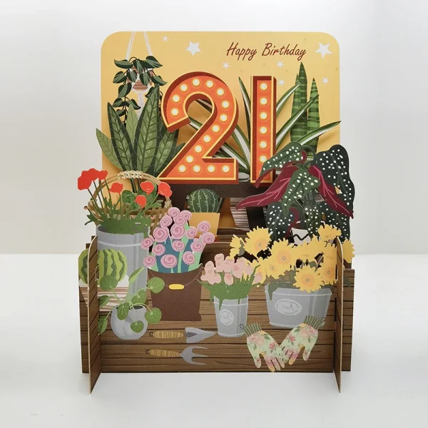 Pop Up Card - 21st Flowers