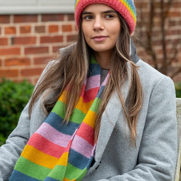 Pom Multi Stripe Scarf
