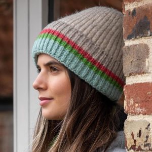 Pom Natural Stripe Beanie