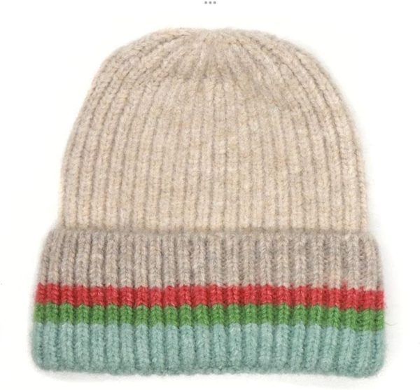 Pom Natural Stripe Beanie - Image 2