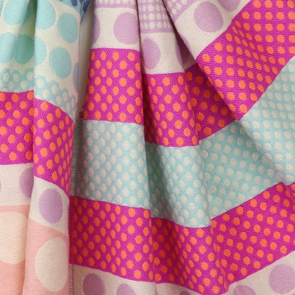Pink POM Scarf - Reversible Pink Mix, Striped Polka Dot - Image 3