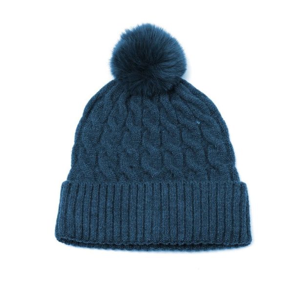Pom Teal Bobble Hat - Image 2