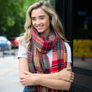 Miss Sparrow Red/Mustard Tartan Scarf