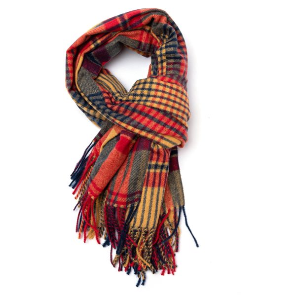 Miss Sparrow Red/Mustard Tartan Scarf - Image 2