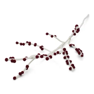 White Branch Decoration - Dark Berries