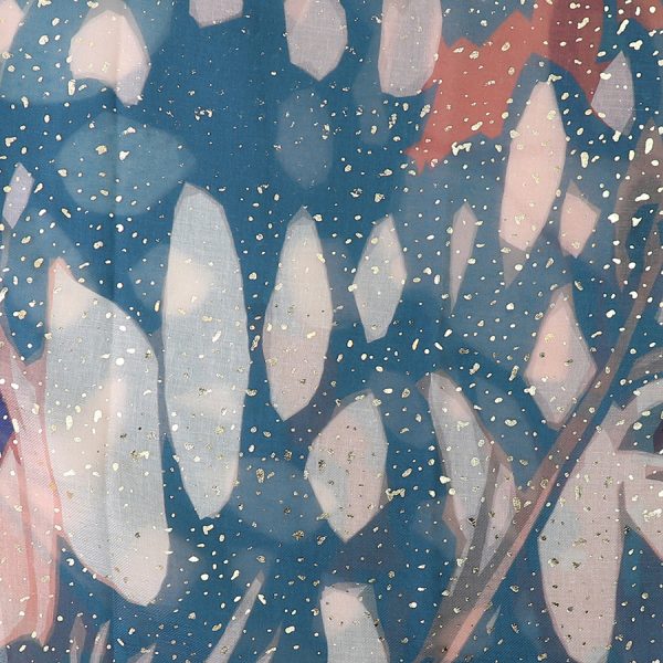 Blue Pom Scarf - Abstract Butterfly - Image 3