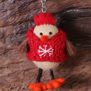 Felt Chicken Keyring