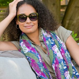 Organic Blue POM Scarf