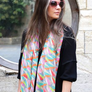 Pastel POM Scarf - Geometric