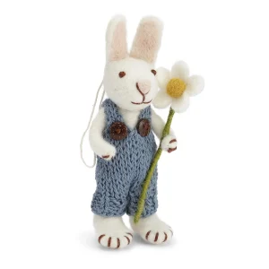 White Bunny Decoration - Holding Flower
