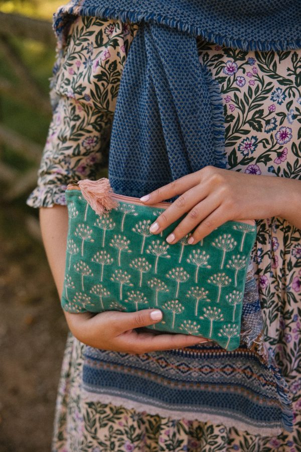 Velvet Thistle Pouch Aqua - Pink Lemons