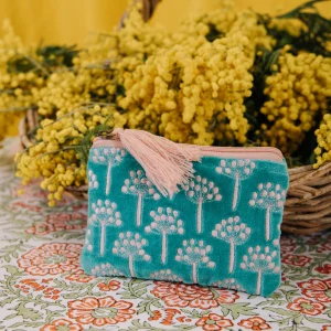 Small Velvet Thistle Pouch Aqua