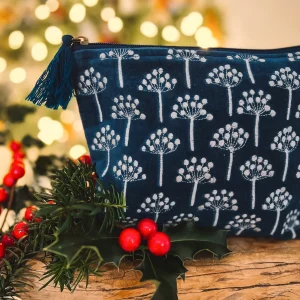 Navy Thistle Pouch Aqua