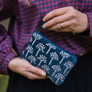 Small Navy Thistle Pouch Aqua