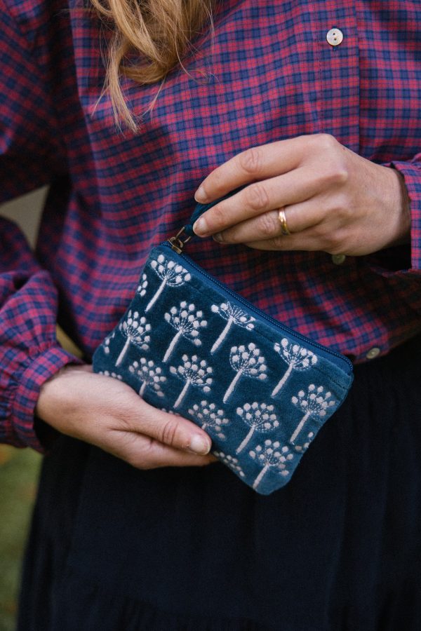 Small Navy Thistle Pouch Aqua