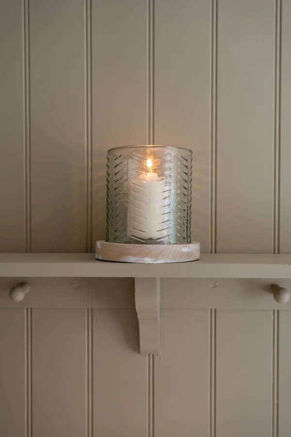 Herringbone Glass Candle Holder