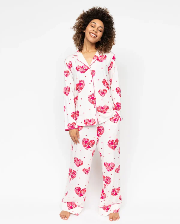 Cyberjammies Pink Hearts Jersey Pyjama Set