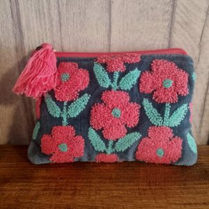 Small Blue Pink Flower Pouch