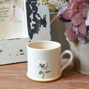 Cream Pansy Mug