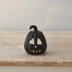 Black Carved Pumpkin Lantern