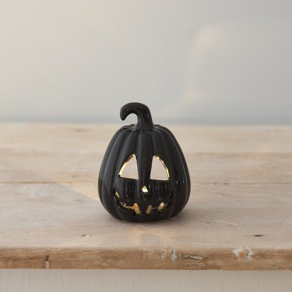 Black Carved Pumpkin Lantern
