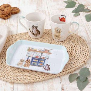 Dog and Cat Mug and Tray Set