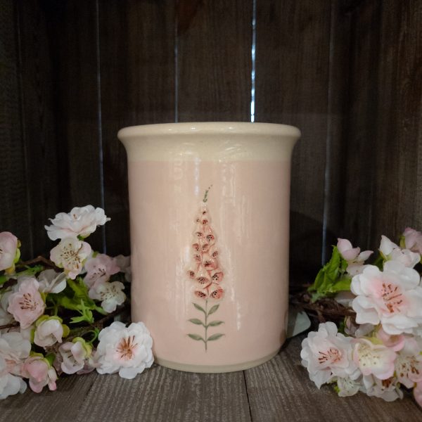 Pink Foxglove Utensil Holder