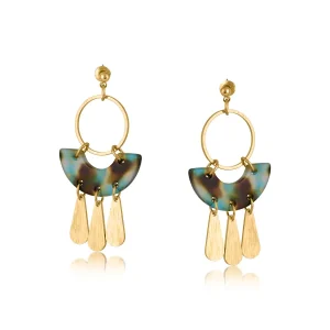 Sophia Statement Geo Metal and Resin Dangle Earrings
