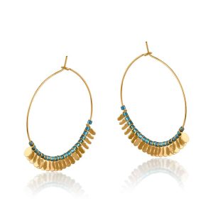 Gergana Green Beaded Hoop Earrings