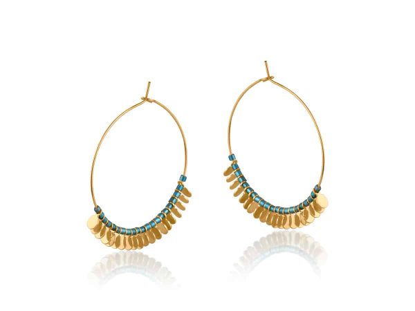 Gergana Green Beaded Hoop Earrings
