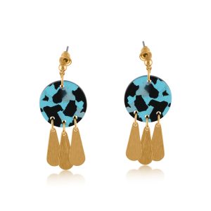Carina Blue Mixed Metal And Resin Earrings