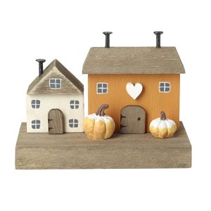 Autumn Houses with Pumpkins