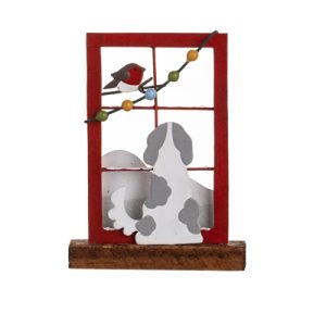 Dog Gazing Out of Window Ornament