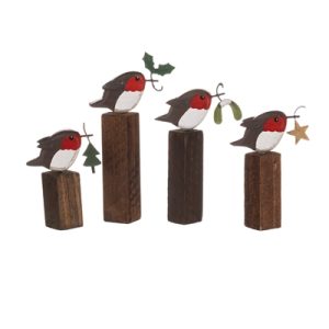 Robins on Wood Blocks