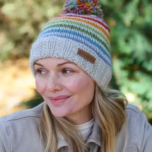 Hoxton Stripe Merino Bobble Beanie