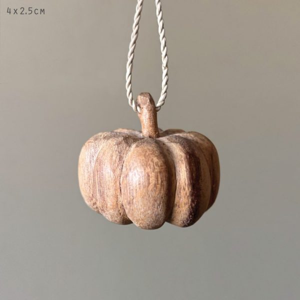 Hanging Wooden Pumpkin - Medium