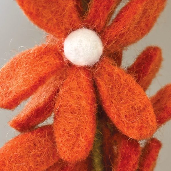 Orange Felt Daisies Stem - Image 2