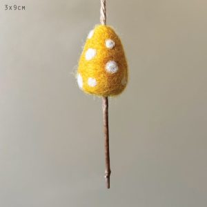 Hanging Needle Felt Yellow Mushroom