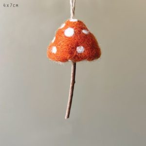 Hanging Needle Felt Yellow Mushroom