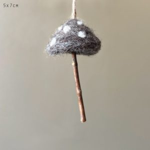 Hanging Needle Felt Brown Mushroom