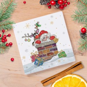 Bug Art Ceramic Santa Chimney Coaster